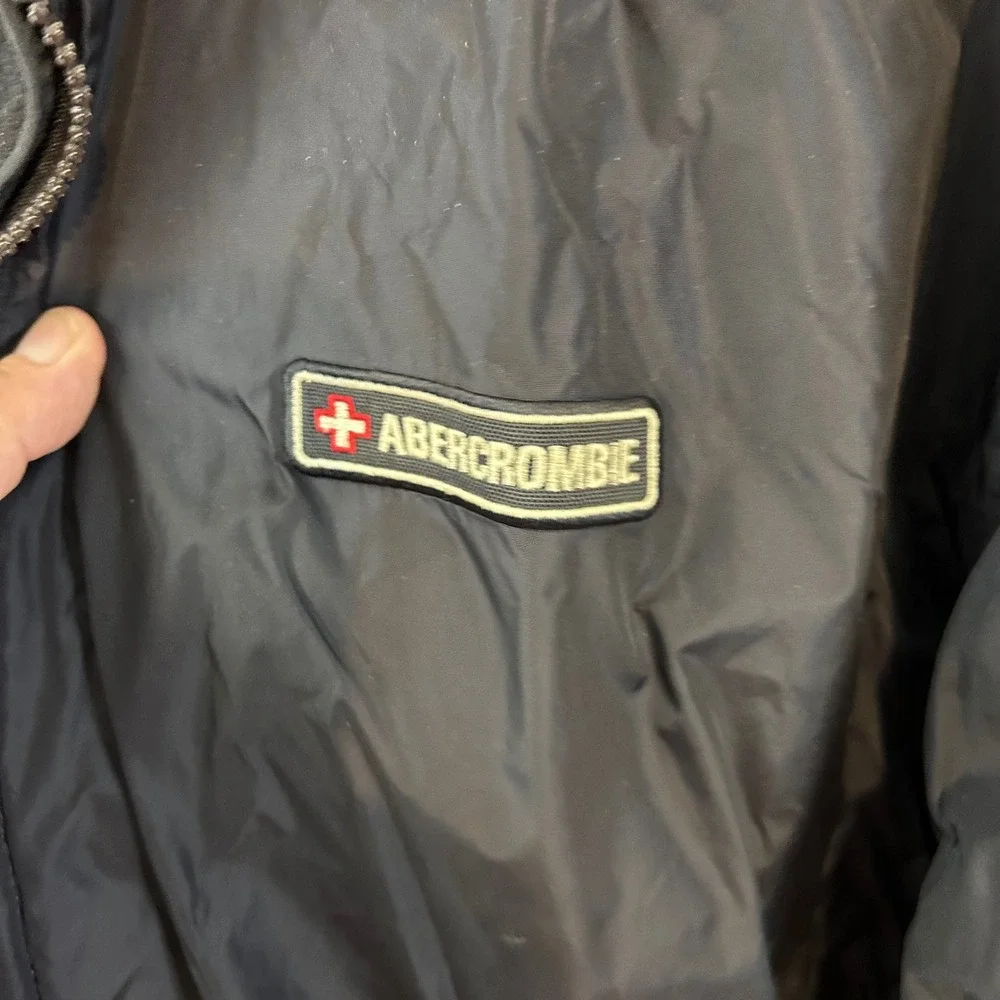 Abercrombie Fleece Lined Reversible Jacket Mens Black Full Zip Outerwear xl/2xl‎